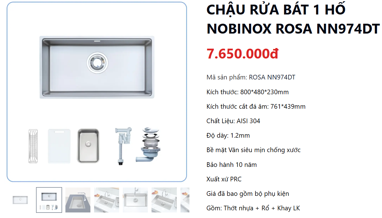  Combo chậu vòi biệt thự cao cấp chậu rửa bát Nobinox Rosa NN974DT + tặng vòi Loft NX533, phiên bản hoàn hảo cho căn bếp hiện đại 2025 