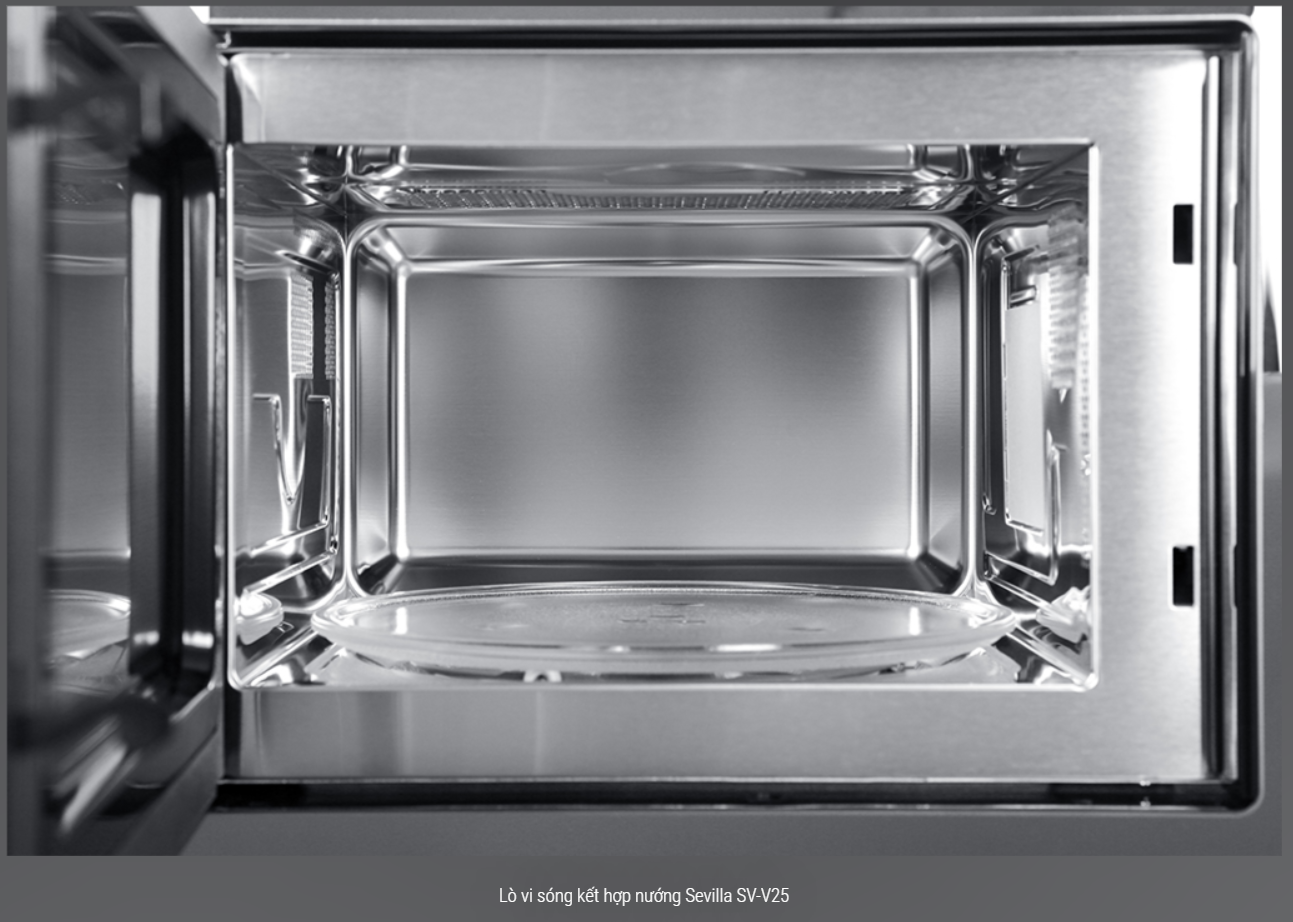  Lò vi sóng kết hợp nướng Sevilla SV-V25 cao cấp  2 trong 1 (vi sóng và nướng kết hợp) dung tích 25 lít, 
