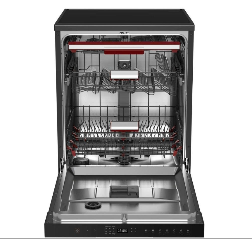  Máy rửa chén độc lập Toshiba DW-15F7(G)-VN thương hiệu nổi tiếng Nhật Bản,  sấy khí nóng HyperDry kết hợp tự động hé cửa, Rửa bằng nước nóng kết hợp xoáy kép CrossWash 720°, Điều khiển từ xa bằng điện thoại 