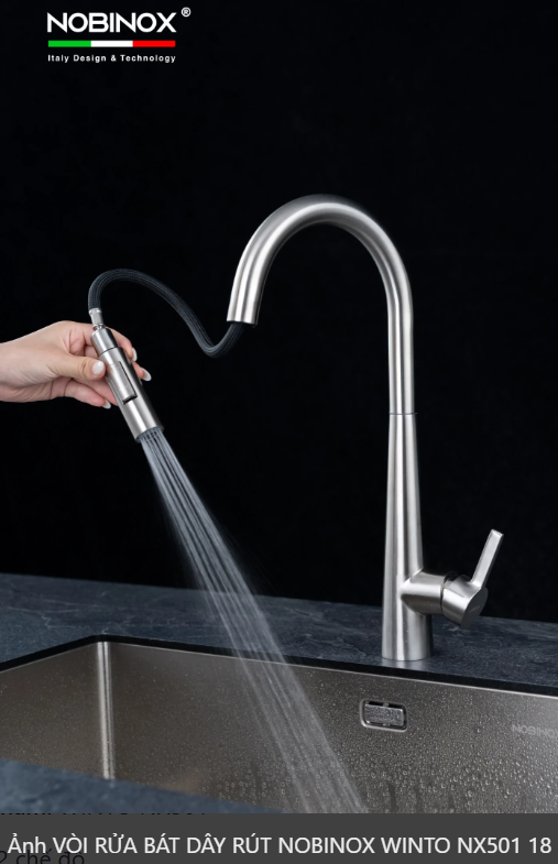  Combo chậu Nobinox Liken 725D + vòi Winto 2 đường nóng lạnh 