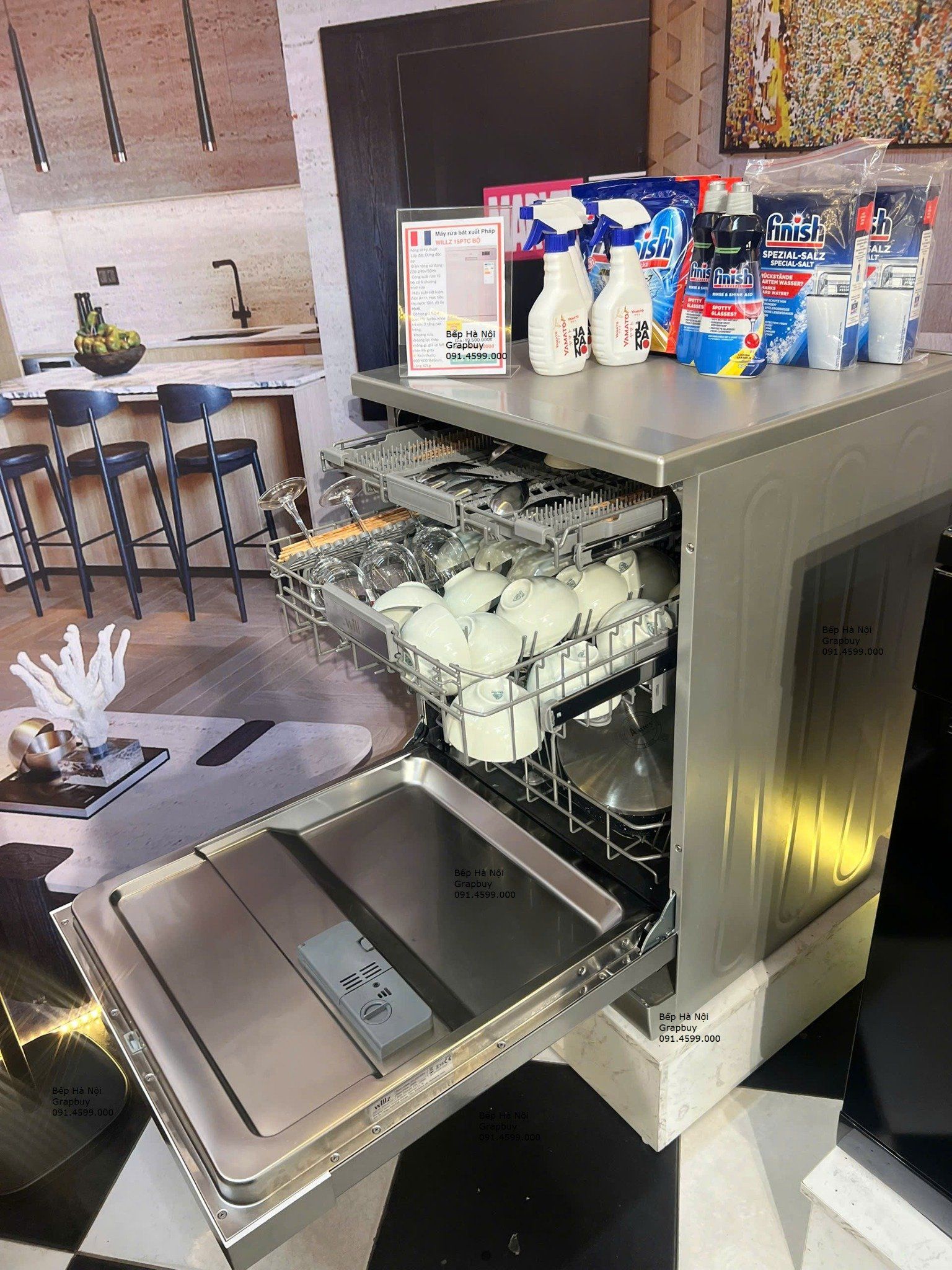  Máy rửa bát Willz thương hiệu Pháp, 3 giàn rửa lớn, dung tích 16 bộ, công nghệ sấy khô PTC, tiết kiệm điện nước 40%, giảm giá tới 6.000.000đ 