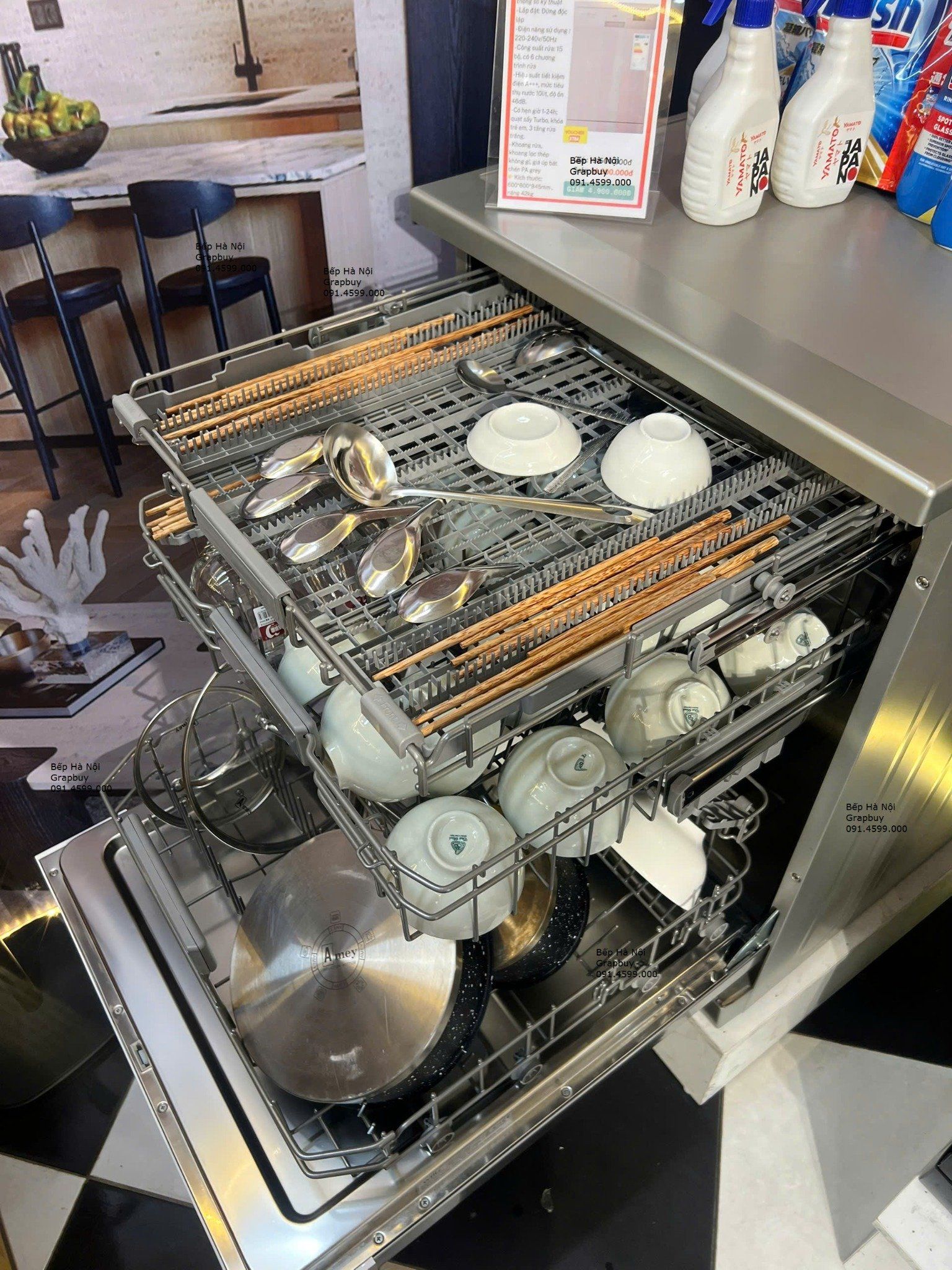  Máy rửa bát Willz thương hiệu Pháp, 3 giàn rửa lớn, dung tích 16 bộ, công nghệ sấy khô PTC, tiết kiệm điện nước 40%, giảm giá tới 6.000.000đ 