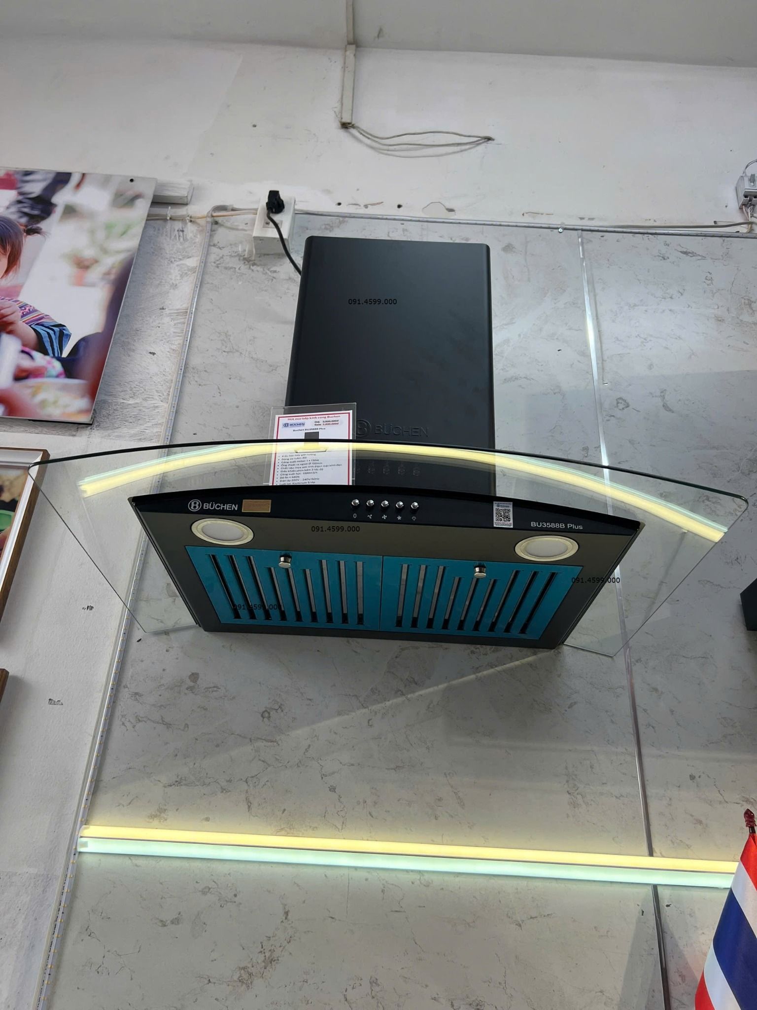  Máy Hút Khói bếp Buchen BU3588B Plus động cơ tuabin đôi không chổi than, bền bỉ, phổ biến, giá tốt, bảo hành điện tử toàn quốc 