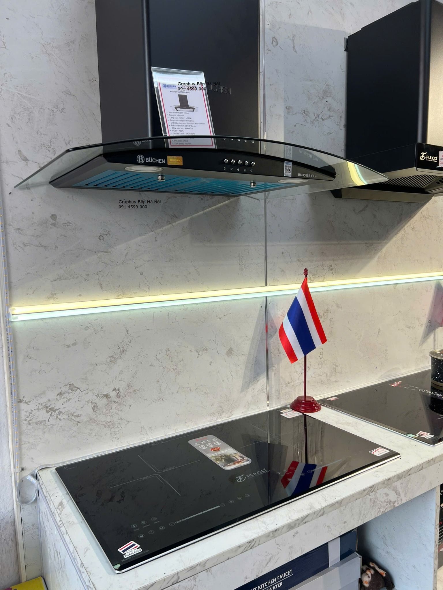  Máy Hút Khói bếp Buchen BU3588B Plus động cơ tuabin đôi không chổi than, bền bỉ, phổ biến, giá tốt, bảo hành điện tử toàn quốc 