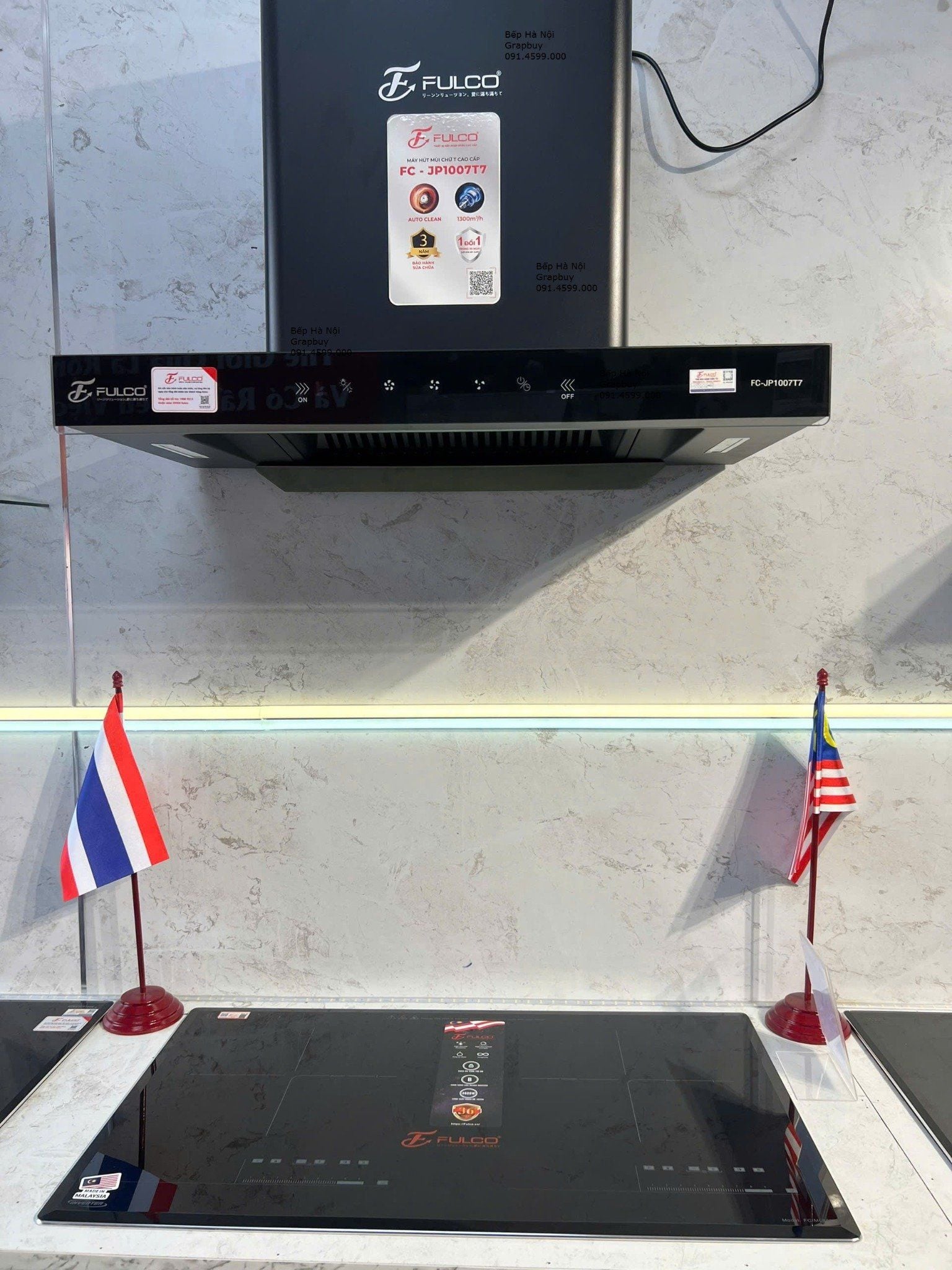  Hút mùi bếp Fulco JP1007T7 cao cấp động cơ ly tâm cánh thép, cảm ứng vẫy tay thông minh, tự làm sạch động cơ, bảo hành tịa nhà 3 năm 