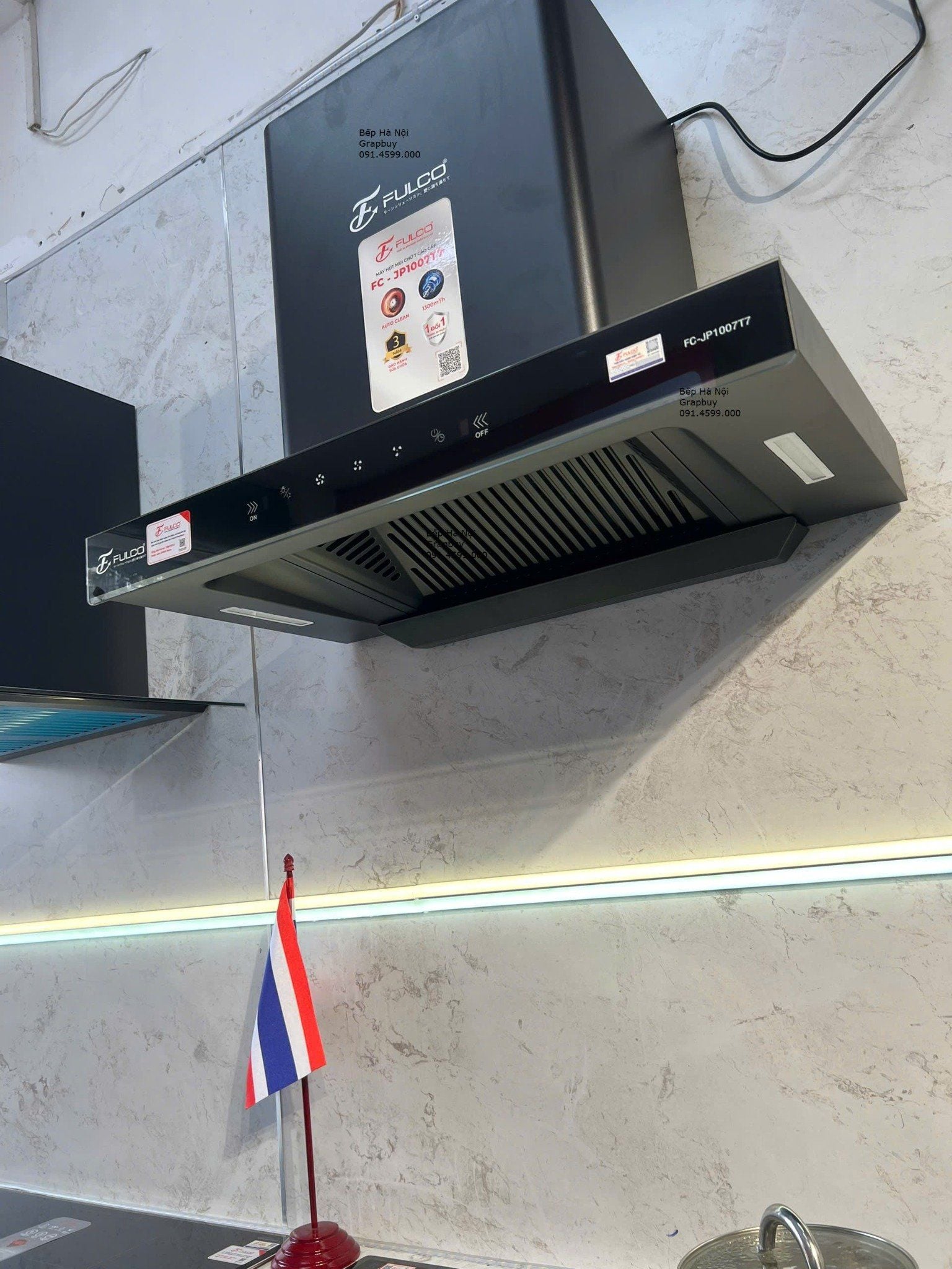 Hút mùi bếp Fulco JP1007T7 cao cấp động cơ ly tâm cánh thép, cảm ứng vẫy tay thông minh, tự làm sạch động cơ, bảo hành tịa nhà 3 năm 