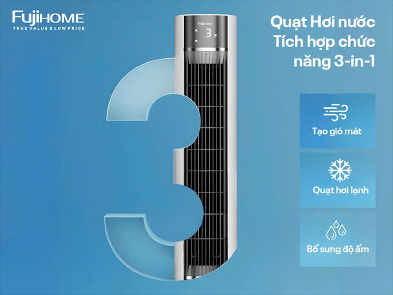  Quạt đá Fujihome Quạt tháp hơi nước tích hợp lọc không khí Fujihome AC-18LE Giao ngay tại Hà Nội 