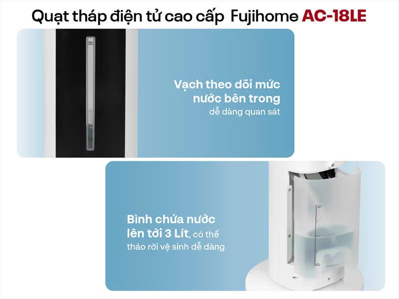  Quạt đá Fujihome Quạt tháp hơi nước tích hợp lọc không khí Fujihome AC-18LE Giao ngay tại Hà Nội 