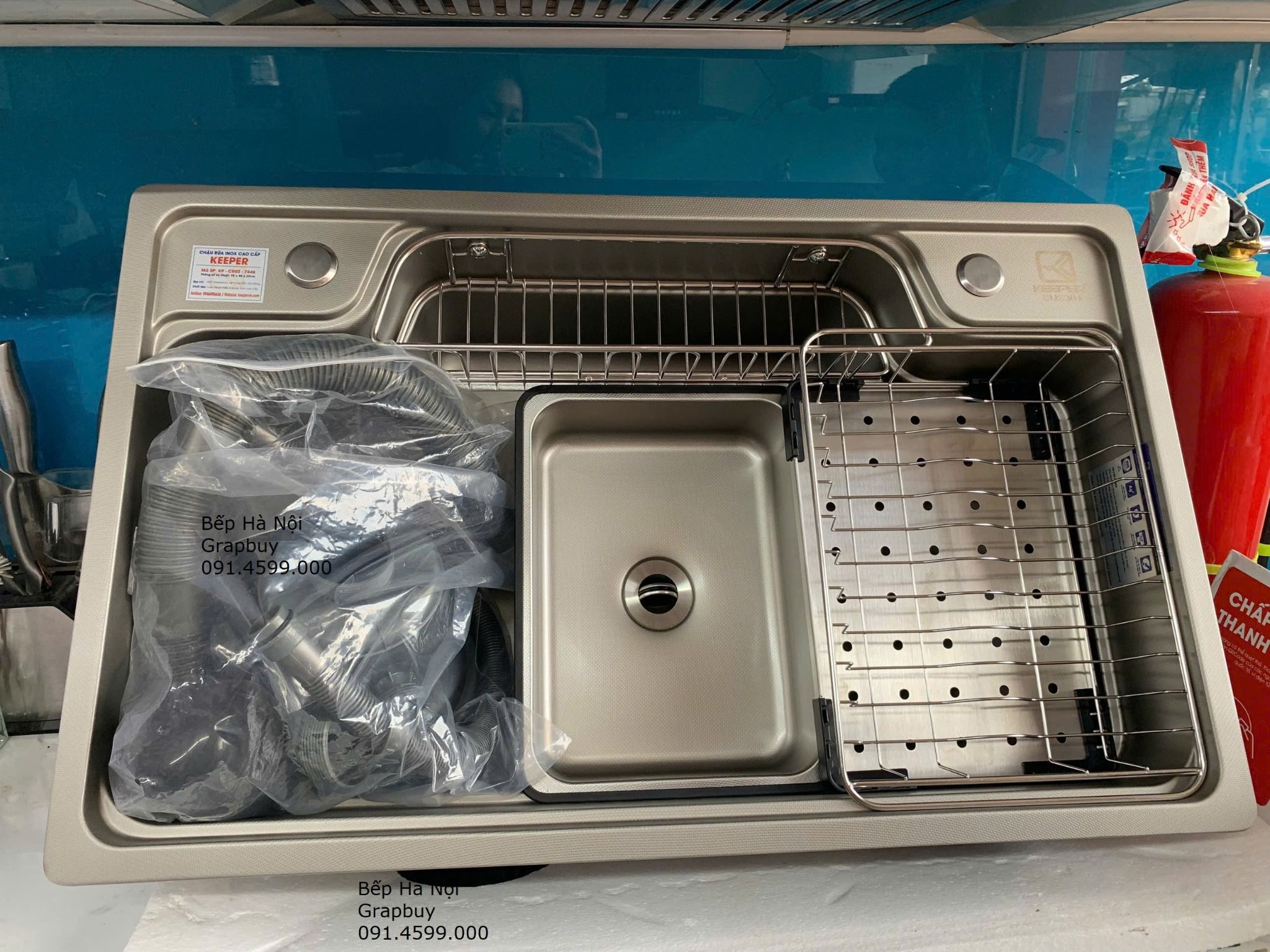  CHẬU RỬA KEEPER KP – CR02 – 7848 vân mịn chống xước, chống bám dính, kích thước phổ biến gia đình, 1hố lớn 