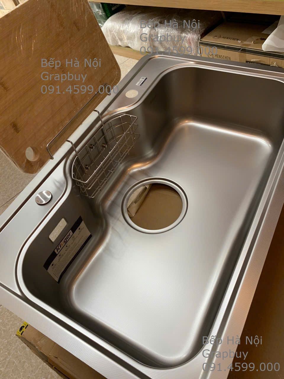  Chậu rửa inox Kluger 80cm KT8050FS – S80 Plus Hà Nội bản Plus đẩy đủ rổ, thớt , phụ kiện. chậu 1 hố lớn 
