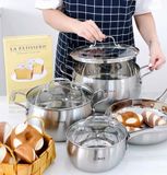  Bộ nồi inox cao cấp đáy liền Arber AN-lengend chuyên cho bếp từ Nhật, Đức, siêu tiết kiệm điện, bền bỉ 20 năm, chống oxi hóa, trắng thuần inox sang trọng, bộ sưu tập VIP 