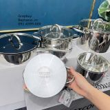  Bộ nồi chuyên dụng cho bếp từ: 5 món KOSTCOR đáy phẳng đúc liền từ tính – Chống dính, chịu nhiệt cao, dùng được bếp từ, bếp gas, thiết kế sang trọng bộ nồi KOSTCOR, chảo có vung và 4 nồi inox 