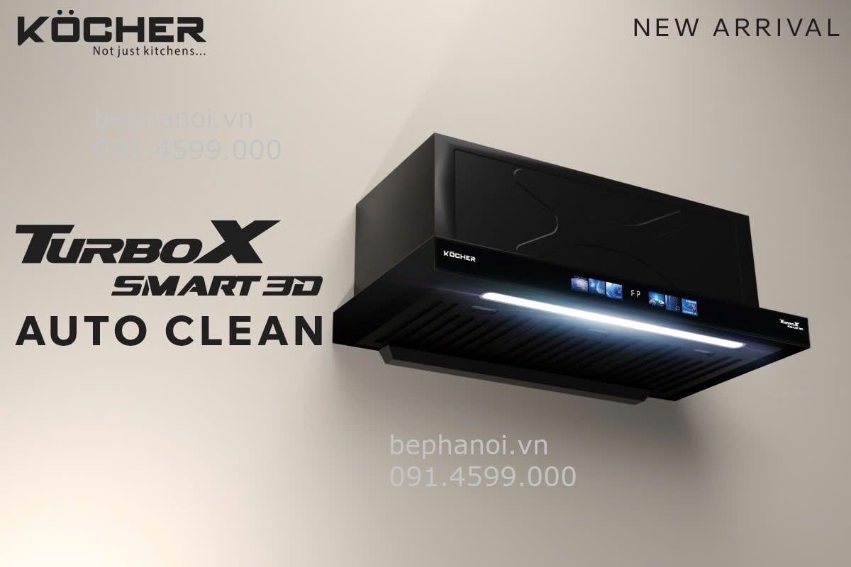  Hút mùi bếp âm tủ Kocher Turbo X Smart 3D Auto Clean | X3D-350D.AUC bản đèn led cao cấp, động cơ ly tâm cánh thép, tự làm sạch buồng hút, thích hợp cho chung cư cao cấp 