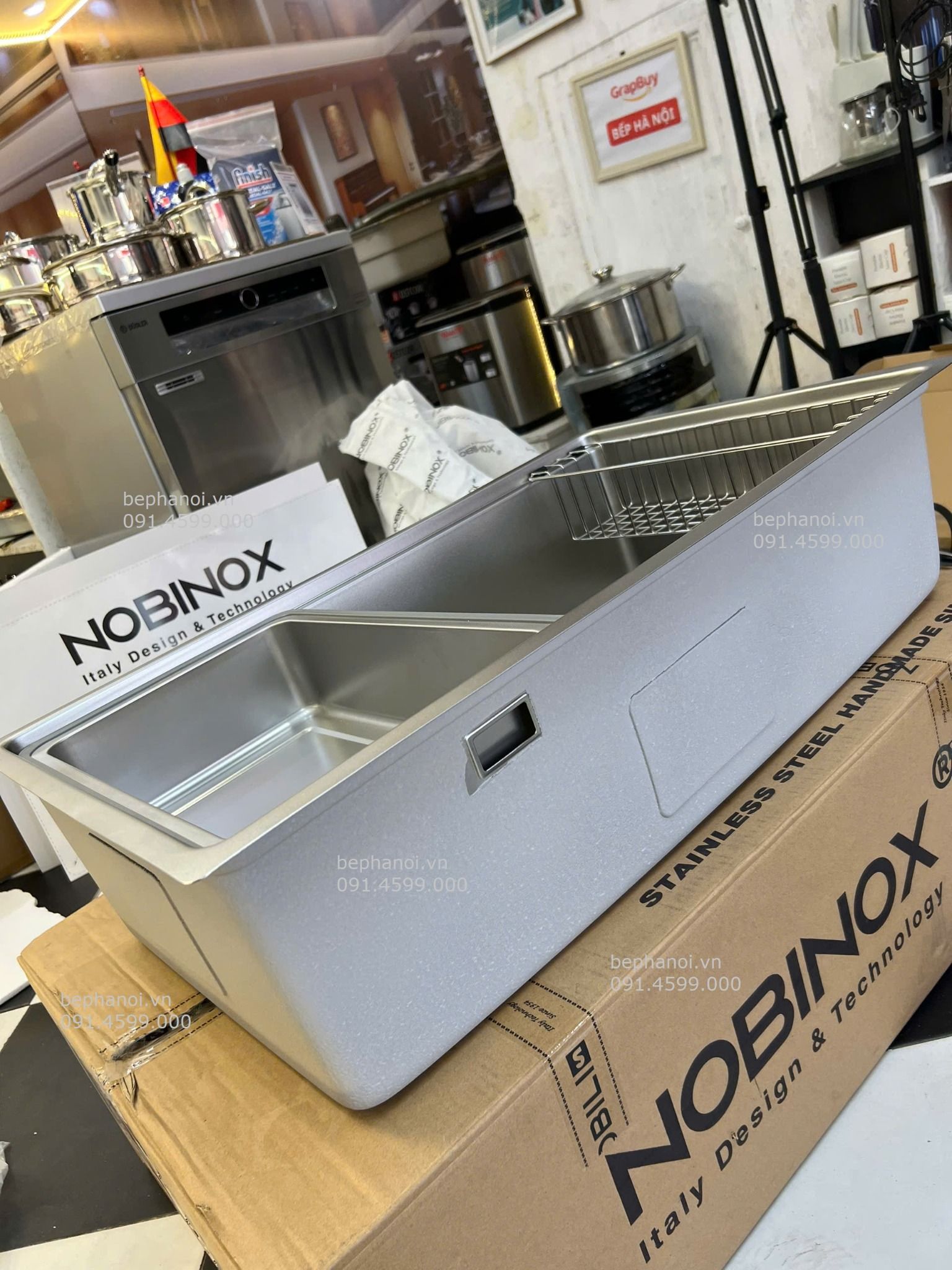  CHẬU RỬA BÁT 01 HỐ NOBINOX ROSA NN974DT vân siêu mịn supper line cao cấp, chống bám dính, bảo hành 10 năm, chính hãng, dành cho bếp hiện đại 