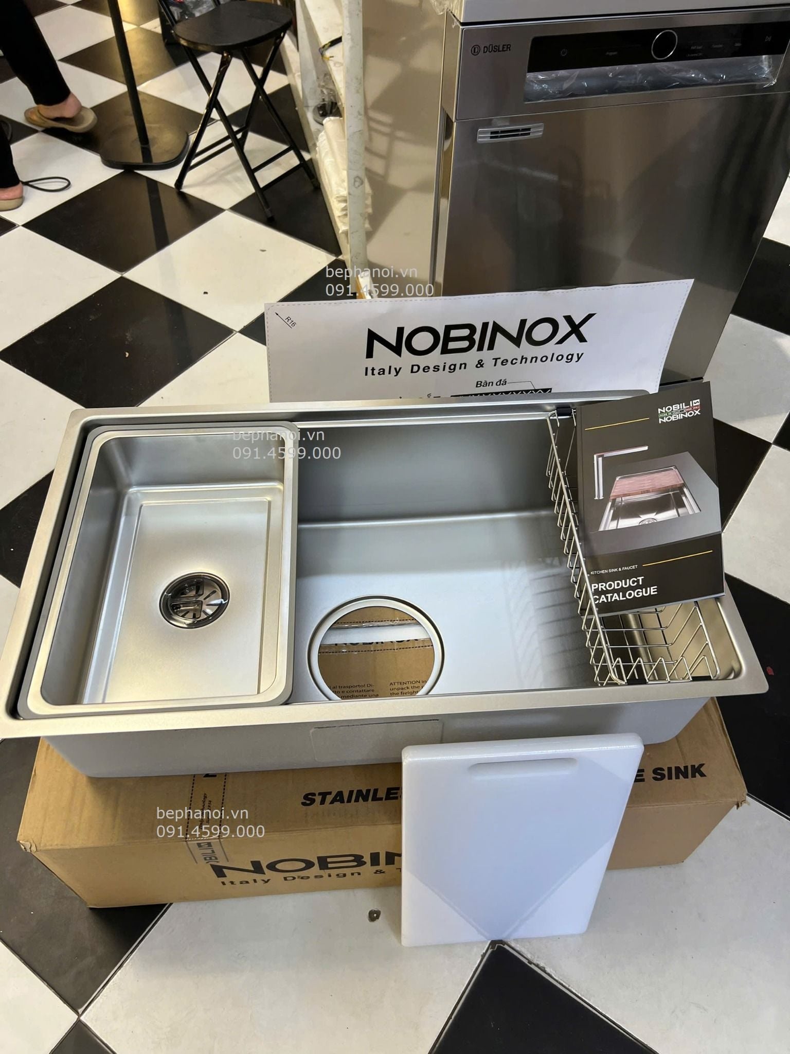  CHẬU RỬA BÁT 01 HỐ NOBINOX ROSA NN974DT vân siêu mịn supper line cao cấp, chống bám dính, bảo hành 10 năm, chính hãng, dành cho bếp hiện đại 