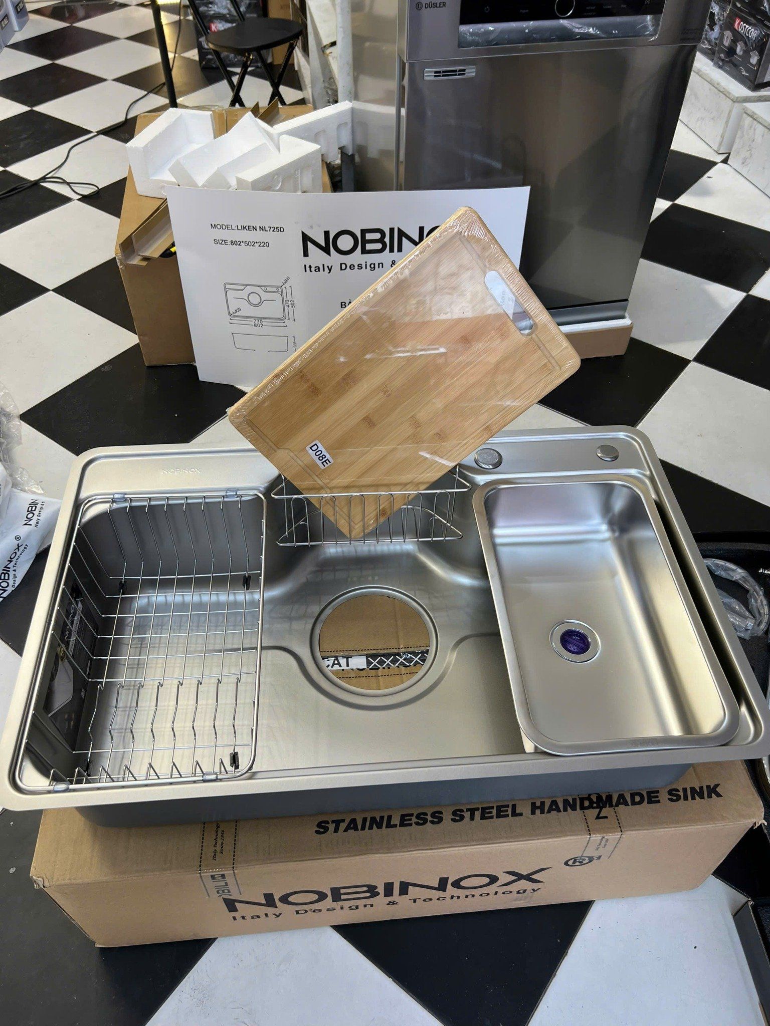  Combo chậu Nobinox Liken 725D + vòi Winto 2 đường nóng lạnh 