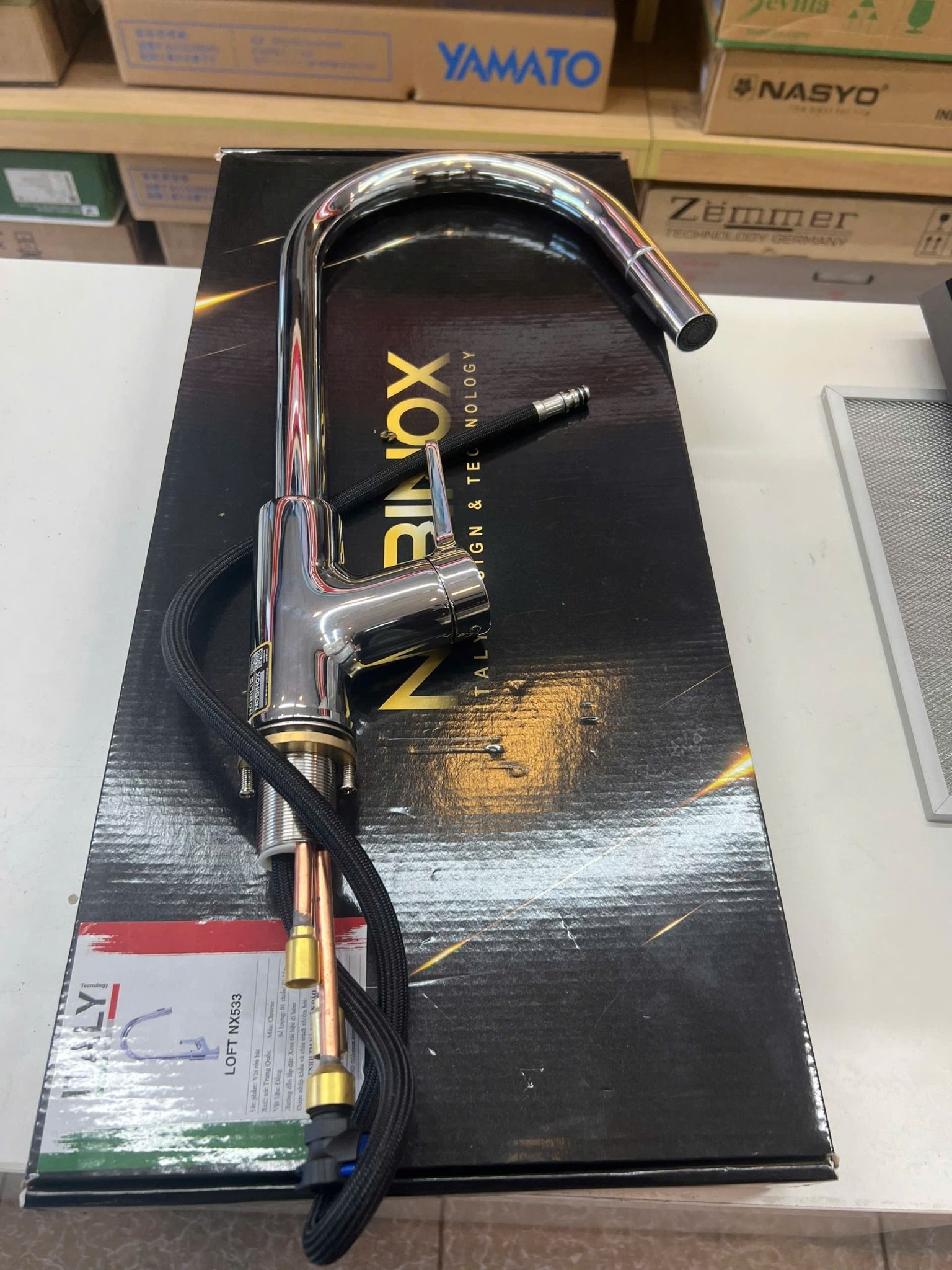  VÒI RỬA BÁT DÂY RÚT NOBINOX LOFT NX533 lõi đồng cao cấp bảo hành chính hãng chống han rỉ 2 đường nóng lạnh 