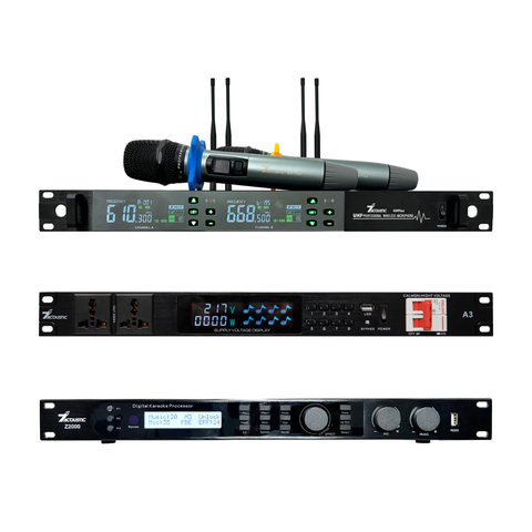 Combo sản phẩm Quản lý nguồn A3, Vang số Z2000, Micro G9 Plus