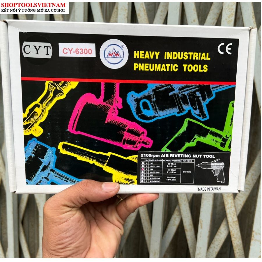 Súng rút tán ren Ecu M4- M8 hơi CYT CY-6300.(kèm 1 đầu rút M4) (Pneuma