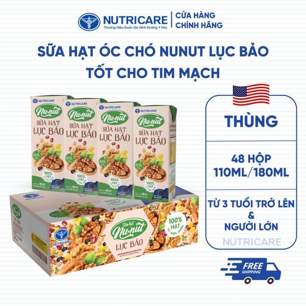 Thùng 48 Hộp Sữa Hạt Óc Chó NUNUT Lục Bảo NUTRICARE Hỗ Trợ Giảm Cân Ngăn Ngừa Ung Thư Giảm Căng Thẳng Tốt Cho Tim Mạch