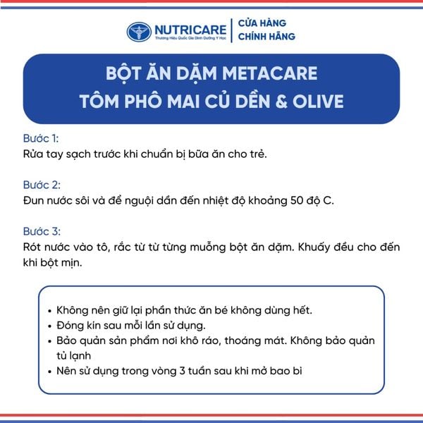 Bột Ăn Dặm NUTRICARE Metacare Tôm Phô Mai Củ Dền & Olive Hương Vị Thơm Ngon Giúp Bé Ăn Ngon Hơn Hấp Thu Tốt 200G