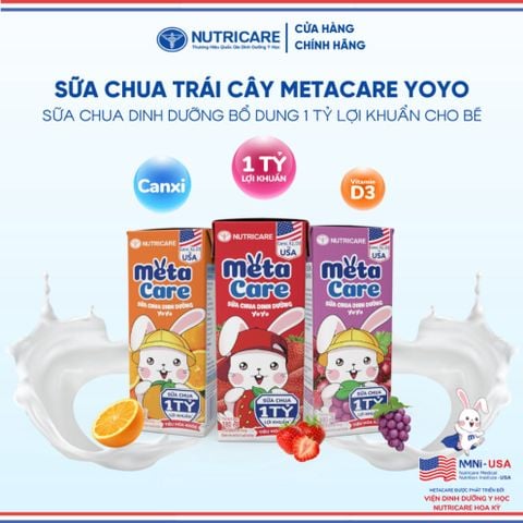 Thùng Sữa METACARE OPTI NUTRICARE VỊ NHO Cho Bé Trên 1 Tuổi Sữa Chua Trái Cây Lợi Khuẩn Phát Triển Toàn Diện 48 Hộp