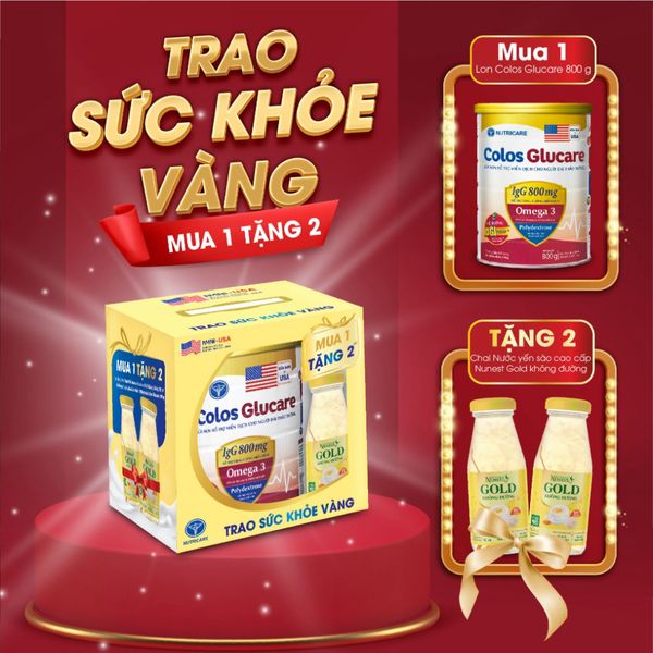 Sữa Bột COLOS GLUCARE NUTRICARE Sữa Non Hỗ Trợ Miễn Dịch Cho Người Đái Tháo Đường GI Thấp Ổn Định Đường Huyết 800G
