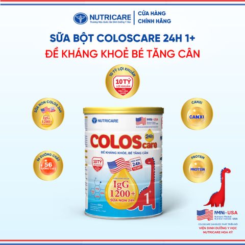 Sữa Bột COLOSCARE 24H 1+ NUTRICARE Bé Tăng Cân Cao Lớn Đề Kháng Khoẻ Tiêu Hoá Tốt Với Sữa Non 24h IgG 1200+ Từ 1-2 TuổI