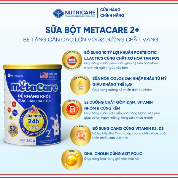 Sữa Bột METACARE NUTRICARE Bé 0-10 Tuổi Giúp Tăng Cân Phát Triển Chiều Cao Tăng Cường Sức Đề Kháng