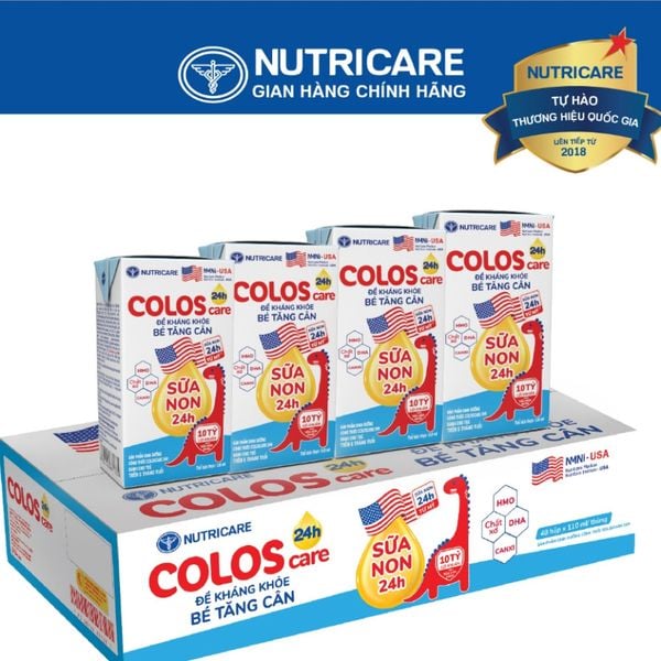 Thùng Sữa Bột Pha Sẵn COLOSCARE 24H NUTRICARE Bé Trên 6 Tháng Tuổi Tăng Cân Cao Lớn Đề Kháng Khoẻ Tiêu Hoá Tốt 48 Hộp