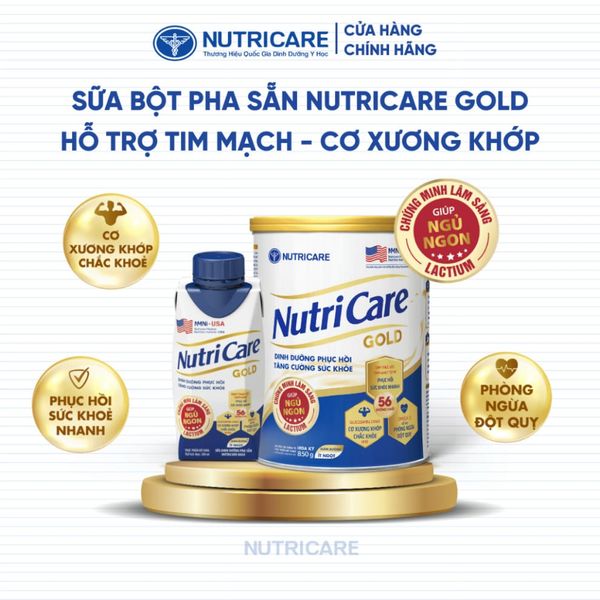 Sữa Bột NUTRICARE GOLD Giúp Ngủ Ngon Tiêu Hoá Khoẻ Tăng Cường Chức Năng Cơ Xương Khớp Dễ Hấp Thụ và Tiêu Hoá 850G/Lon