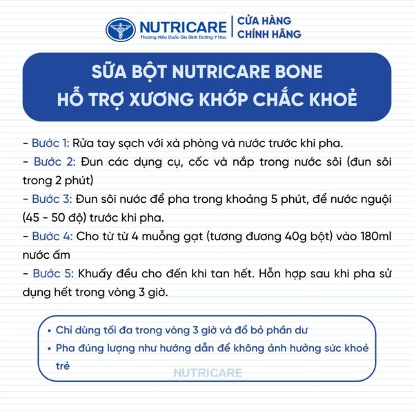 Sữa Bột NUTRICARE BONE 850G Giúp Xương Khớp Chắc Khoẻ Tăng Cường Khối Cơ Ít Ngọt