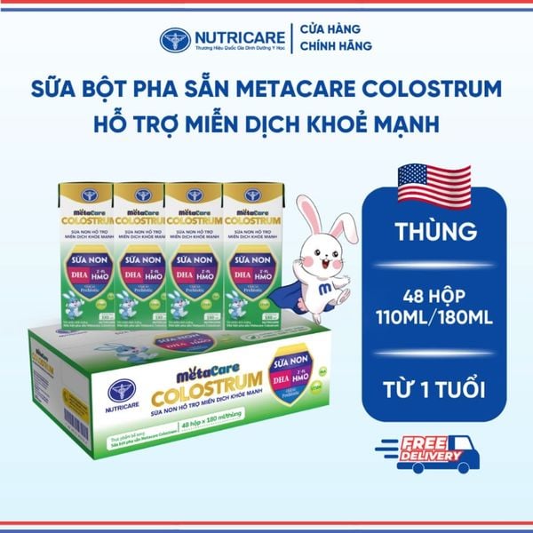 Thùng Sữa Bột Pha Sẵn METACARE COLOSTRUM NUTRICARE Tăng Cường Đề Kháng Hệ Miễn Dịch Bé Từ 1 Tuổi Với Sữa Non IgG 48 Hộp