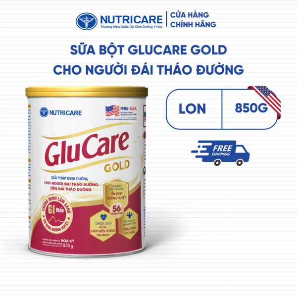 Sữa Bột NUTRICARE GLUCARE GOLD 850G Cân Bằng Đường Huyết Hỗ Trợ Người Đái Tháo Đường