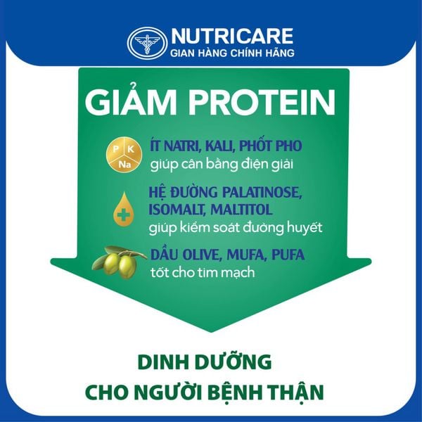 Sữa Bột NUTRICARE KIDNEY 1 Dinh Dưỡng Cho Người Suy Thận Giảm Protein Kiểm Soát Đường Huyết và Tăng Cường Sức Khoẻ