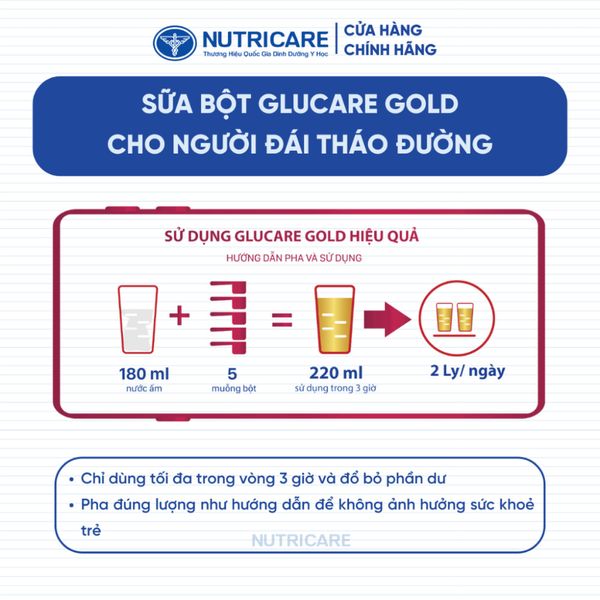 Sữa Bột NUTRICARE GLUCARE GOLD 850G Cân Bằng Đường Huyết Hỗ Trợ Người Đái Tháo Đường