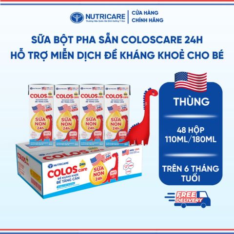 Thùng Sữa Bột Pha Sẵn COLOSCARE 24H NUTRICARE Bé Trên 6 Tháng Tuổi Tăng Cân Cao Lớn Đề Kháng Khoẻ Tiêu Hoá Tốt 48 Hộp