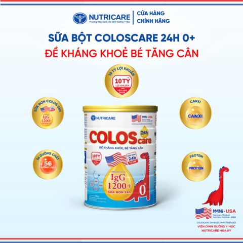 Sữa Bột COLOSCARE 24H 0+ NUTRICARE Tăng Cân Cao Lớn Đề Kháng Khoẻ Tiêu Hoá Tốt Với Sữa Non 24h IgG 1200+ Từ 0-12 Tháng