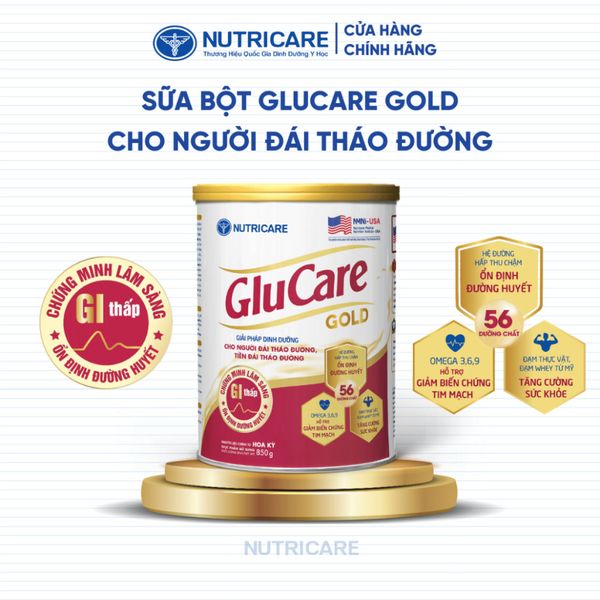 Sữa Bột NUTRICARE GLUCARE GOLD 850G Cân Bằng Đường Huyết Hỗ Trợ Người Đái Tháo Đường