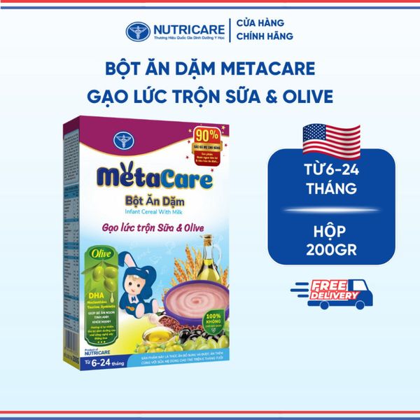 Bột Ăn Dặm NUTRICARE Metacare Gạo Lức Trộn Sữa & Olive Hương Vị Thơm Ngon Giúp Bé Ăn Ngon Hơn và Hấp Thu Tốt 200G