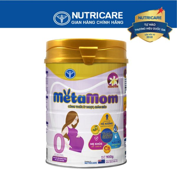 Sữa Bột NUTRICARE METAMOM Ít Ngọt Giảm Béo Tăng Cường Sức Đề Kháng Cho Phụ Nữ Mang Thai Và Cho Con Bú Hương Vani 900G