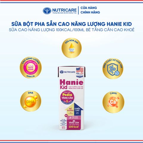 Thùng Sữa Bột Pha Sẵn HANIE KID NUTRICARE Bé Từ 1 Tuổi Suy Dinh Dưỡng Biếng Ăn Thấp Còi Sữa Non Cao Năng Lượng 48 Hộp