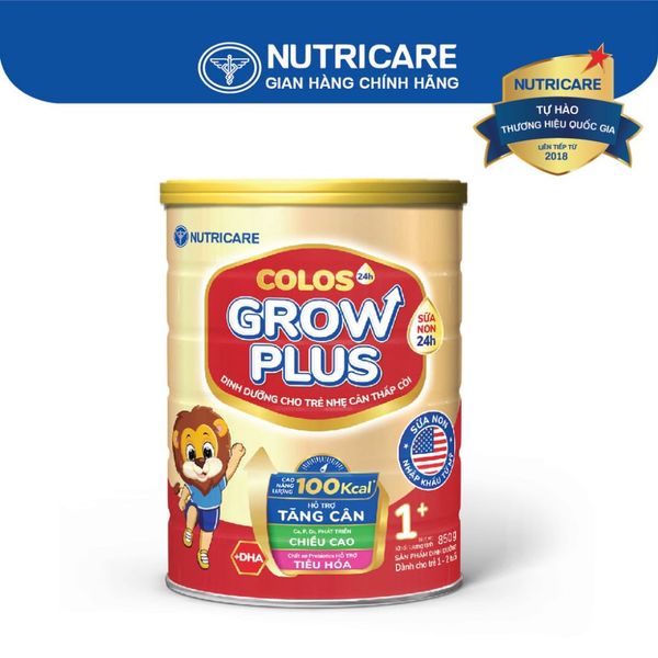Sữa Bột GROW PLUS 1+ COLOS 24 NUTRICARE 1-2 Tuổi Bé Tăng Cân Phát Triển Chiều Cao Tăng Cường Đề Kháng và Tiêu Hoá 850G