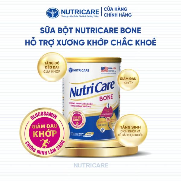 Sữa Bột NUTRICARE BONE 850G Giúp Xương Khớp Chắc Khoẻ Tăng Cường Khối Cơ Ít Ngọt