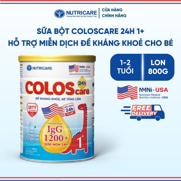 Sữa Bột COLOSCARE 24H 1+ NUTRICARE Bé Tăng Cân Cao Lớn Đề Kháng Khoẻ Tiêu Hoá Tốt Với Sữa Non 24h IgG 1200+ Từ 1-2 TuổI