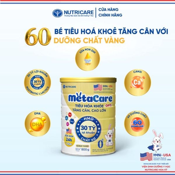 Sữa Bột METACARE OPTI 0+ NUTRICARE Bé 0-12 Tháng Tiêu Hoá Khoẻ Tăng Cân Cao Lớn Tăng Cường Đề Kháng Vị Thanh Nhạt