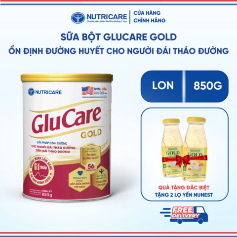 Sữa Bột NUTRICARE GLUCARE GOLD 850G Cân Bằng Đường Huyết Hỗ Trợ Người Đái Tháo Đường