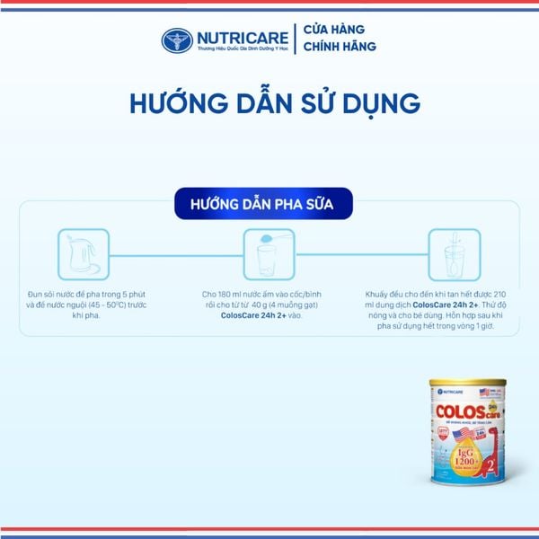 Sữa Bột COLOSCARE 24H 1+ NUTRICARE Bé Tăng Cân Cao Lớn Đề Kháng Khoẻ Tiêu Hoá Tốt Với Sữa Non 24h IgG 1200+ Từ 1-2 TuổI