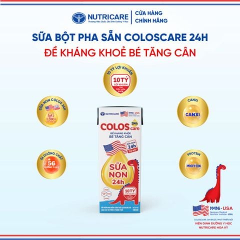 Thùng Sữa Bột Pha Sẵn COLOSCARE 24H NUTRICARE Bé Trên 6 Tháng Tuổi Tăng Cân Cao Lớn Đề Kháng Khoẻ Tiêu Hoá Tốt 48 Hộp