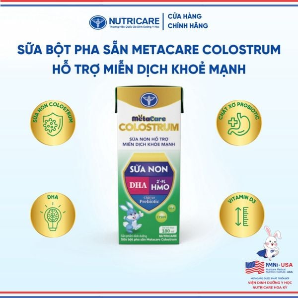 Thùng Sữa Bột Pha Sẵn METACARE COLOSTRUM NUTRICARE Tăng Cường Đề Kháng Hệ Miễn Dịch Bé Từ 1 Tuổi Với Sữa Non IgG 48 Hộp